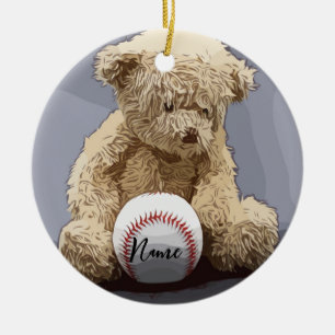 Kerstmis met bal en Teddy Bear Keramisch Ornament