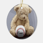 Kerstmis met bal en Teddy Bear Keramisch Ornament (Links)