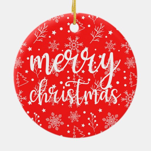 Kerstmis met ball Cute Santa Claus Keramisch Ornament (Achterkant)