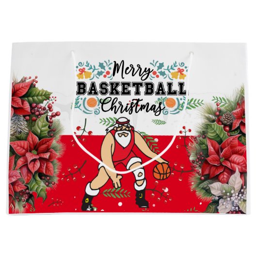 Kerstmis met Basketball Loading met Santa Claus Groot Cadeauzakje (Voorkant)