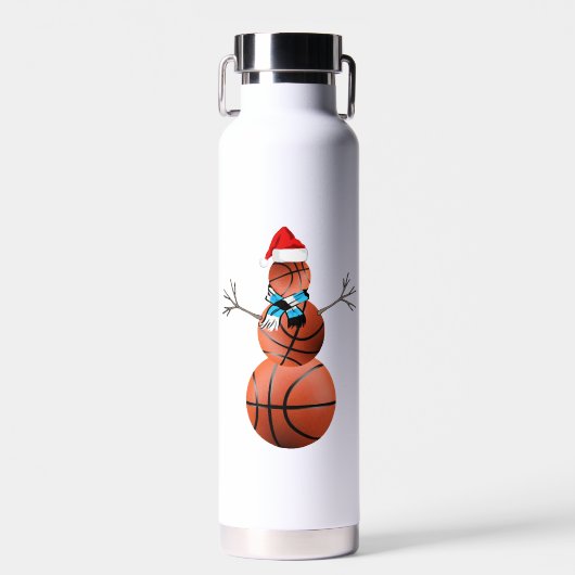 Kerstmis met Basketball Snowman Waterfles (Voorkant)