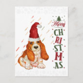 Kerstmis met Bassett Hound Cute Dog Briefkaart (Voorkant)