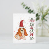Kerstmis met Bassett Hound Cute Dog Briefkaart (Staand voorkant)