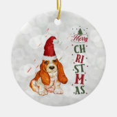 Kerstmis met Bassett Hound Cute Dog Keramisch Ornament (Voorkant)