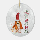 Kerstmis met Bassett Hound Cute Dog Keramisch Ornament (Links)