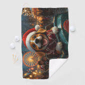 Kerstmis met Beagle-hond-achtbaan Golfhanddoek (Insitu)