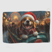 Kerstmis met Beagle-hond-achtbaan Golfhanddoek (Horizontaal)