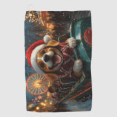 Kerstmis met Beagle-hond-achtbaan Golfhanddoek (Voorkant)