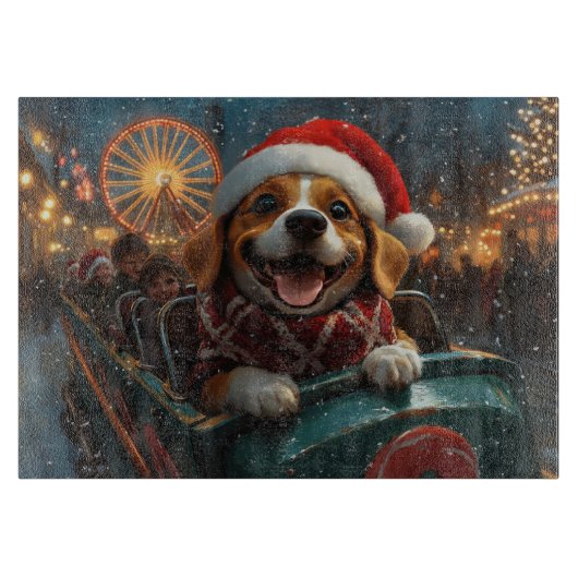Kerstmis met Beagle-hond-achtbaan Snijplank (Voorkant)