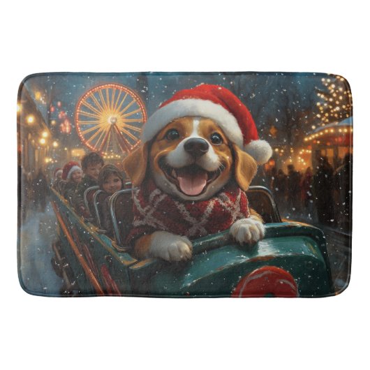 Kerstmis met Beagle-hond Roller Coaster Badmat (Voorkant)