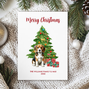 Kerstmis met Beagle-hondenfamilie Feestdagenkaart