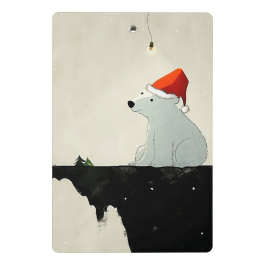 Kerstmis met Beer Santa Polar Mini Klembord (Achterkant)