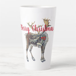 Kerstmis met begroeting latte mok