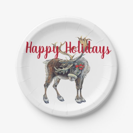 Kerstmis met  begroeting papieren bordje (Voorkant)