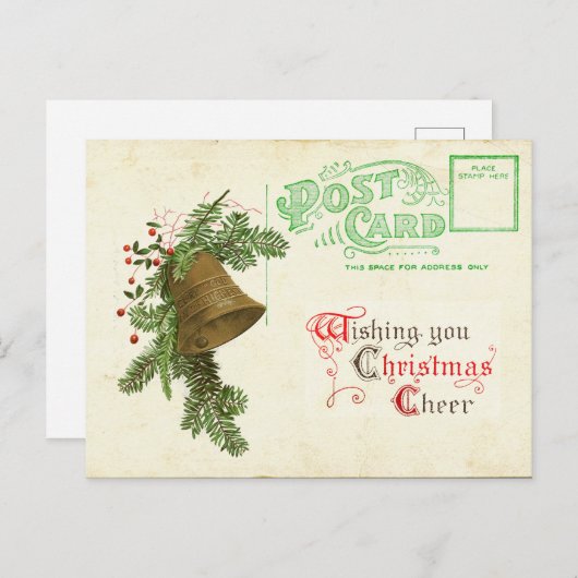 Kerstmis met  Bell Antiek feestdag Briefkaart (Voorkant / Achterkant)