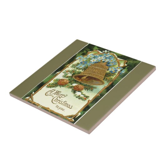  kerstmis met Bell en Pinecones Merry Tegeltje (Zijkant)