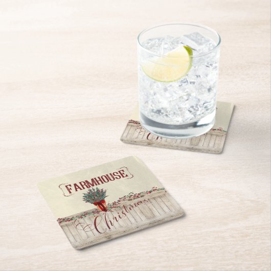 Kerstmis met Berries en Garlands Kartonnen Onderzetters (Insitu)