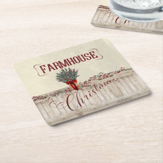 Kerstmis met Berries en Garlands Kartonnen Onderzetters (Schuin)