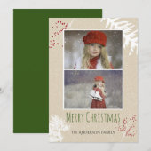 Kerstmis met bessen groen feestdagenkaart (Voorkant / Achterkant)