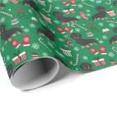 Kerstmis met Black and Tan Dachshund Cadeaupapier (Rol Hoek)