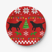 Kerstmis met Black Labrador Antlers Papieren Bordje