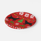 Kerstmis met Black Labrador Antlers Papieren Bordje (Gekanteld)