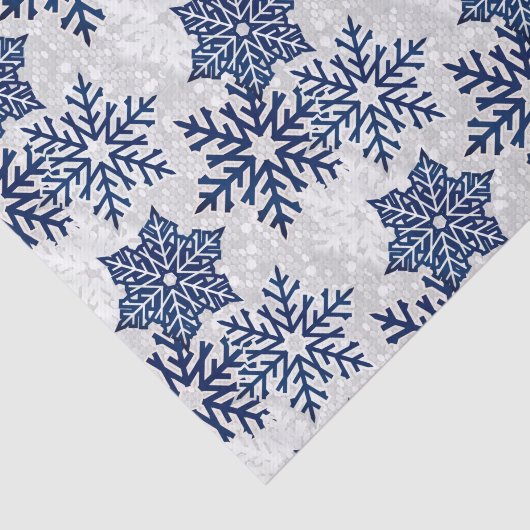 Kerstmis met blauw en witte sneeuwvlokken tissuepapier (Detail)