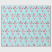 Kerstmis met blauw roze meisje cadeaupapier (Vlak)