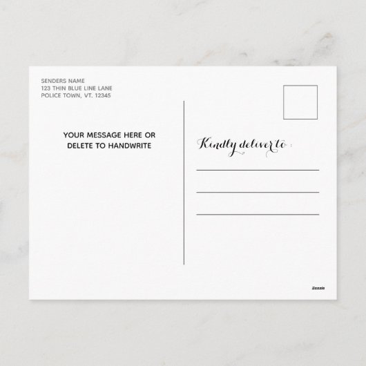 Kerstmis met blauwe lijn door politie feestdagenkaart (Achterkant)