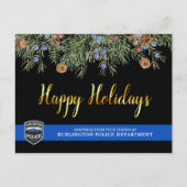 Kerstmis met blauwe lijn door politie feestdagenkaart (Voorkant)