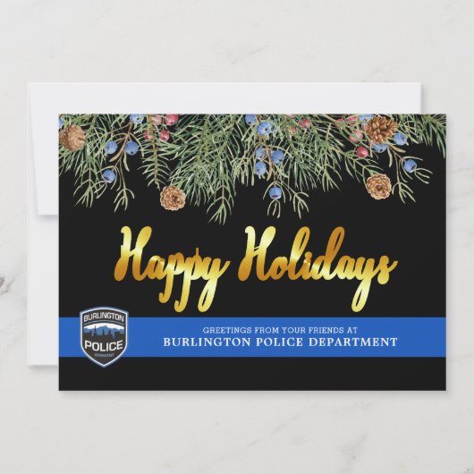 Kerstmis met blauwe lijn door politie feestdagenkaart (Voorkant)