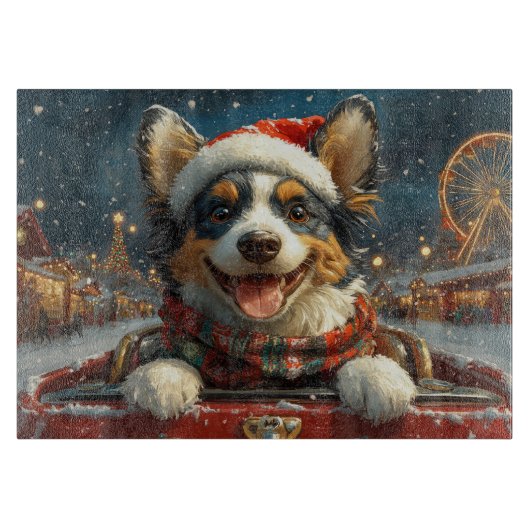 Kerstmis met Blue Heeler-hond achtbaan Snijplank (Voorkant)