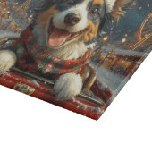 Kerstmis met Blue Heeler-hond achtbaan Snijplank (Hoek)