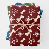 Kerstmis met bonenbont en snowflake inpakpapier vel (In situ)