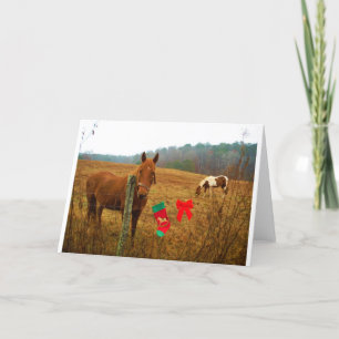 Kerstmis met boog en kous feestdagen kaart