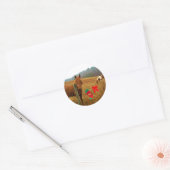 Kerstmis met boog en kous ronde sticker (Envelop)