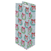 Kerstmis met botwedstrijken geïnspireerd wijn cadeautas (Voorkant Gekanteld)