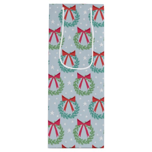 Kerstmis met botwedstrijken geïnspireerd wijn cadeautas (Voorkant)