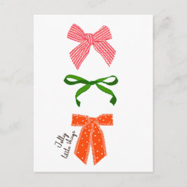 Kerstmis met Bow Jolly Little Things Uitnodiging Briefkaart