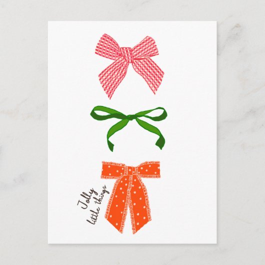 Kerstmis met Bow Jolly Little Things Uitnodiging Briefkaart (Voorkant)