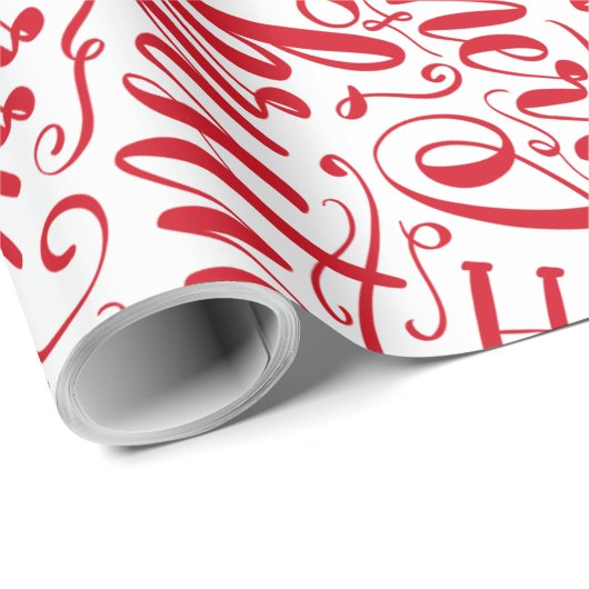 Kerstmis met briefing Calligrafie Mandala Red Cadeaupapier (Rol Hoek)