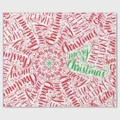 Kerstmis met briefing Calligrafie Mandala Red Cadeaupapier (Vlak)