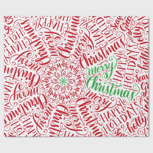 Kerstmis met briefing Calligrafie Mandala Red Cadeaupapier (Vlak)