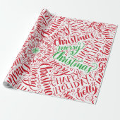 Kerstmis met briefing Calligrafie Mandala Red Cadeaupapier (Uitgerold)