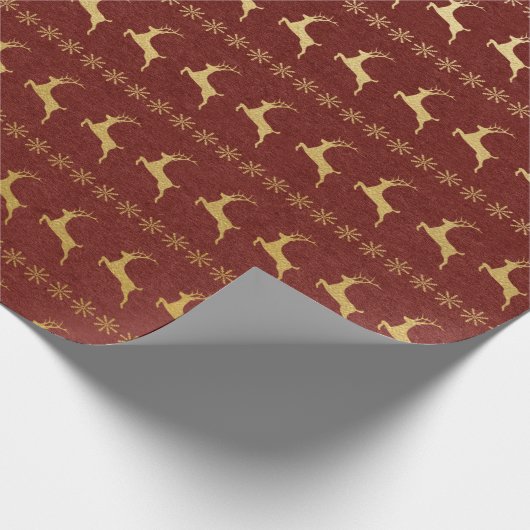 Kerstmis met bruine en goudfolie cadeaupapier (Hoek)