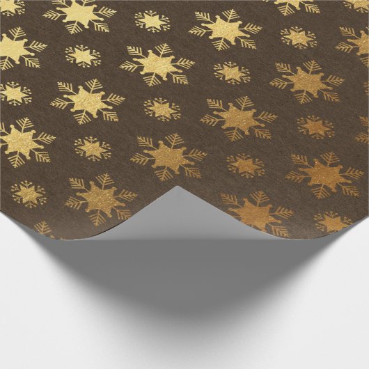 Kerstmis met bruine en goudfolie cadeaupapier (Hoek)