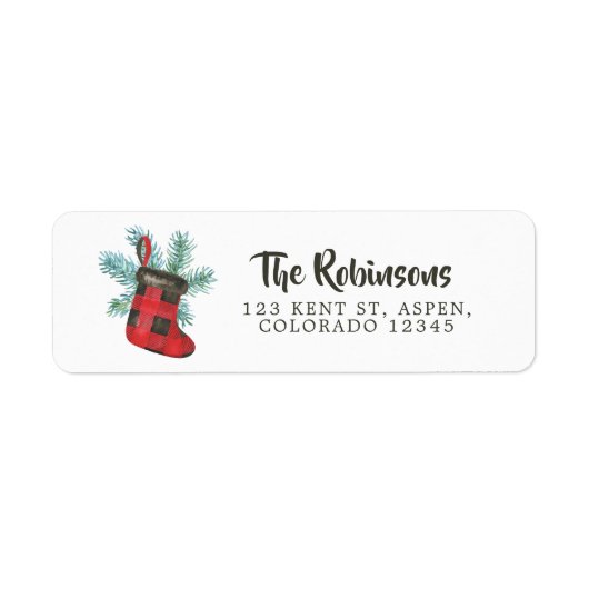 Kerstmis met Buffalo Plaid Etiket (Voorkant)