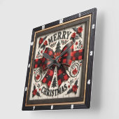 Kerstmis met Buffalo Plaid Strik Vierkante Klok (Hoek)