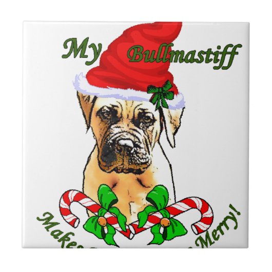 Kerstmis met Bullmastiff Tegeltje (Voorkant)
