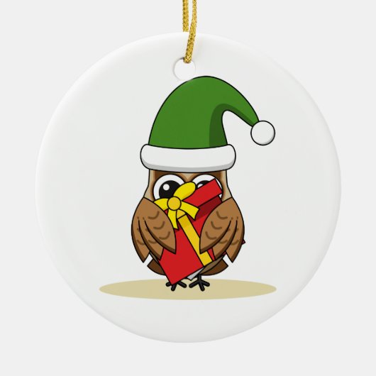 Kerstmis met Cadeau Keramisch Ornament (Voorkant)